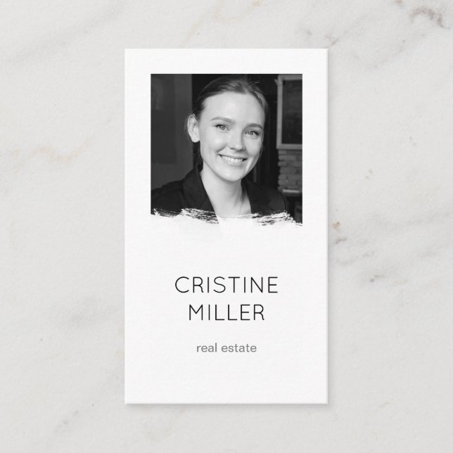 white brushstroke photo business card (Front)