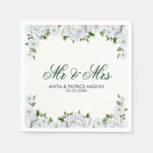 White Buds And Roses- Save The Date Napkin