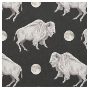 White Buffalo Full Moon Fabric