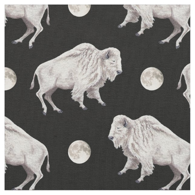 White Buffalo Full Moon Fabric (Close Up)