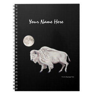 White Buffalo Full Moon Spiral Notebook