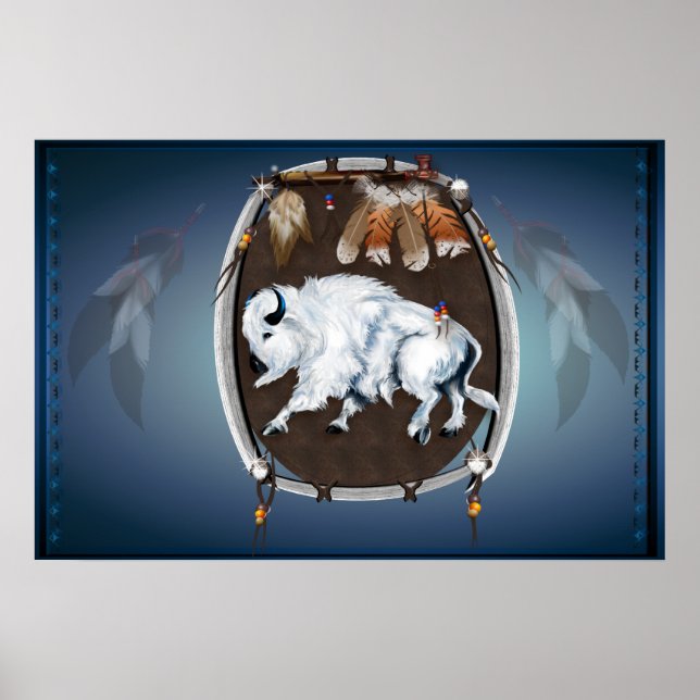 White Buffalo Shield-blue Posters (Front)