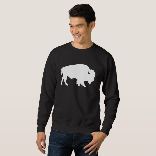 White Buffalo Silhouette Wild Animal Sweatshirt (Front Full)