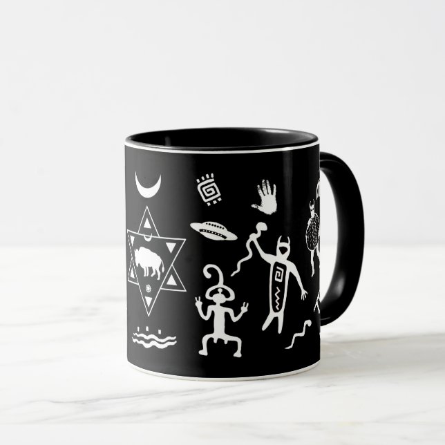 White Buffalo Tribal Spirits - black Mug (Front Right)
