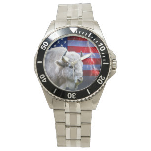 White Buffalo With An American Flag And Lightning Watch