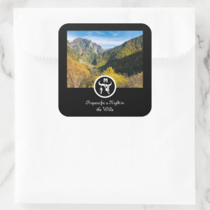 White Bull Skull Silhouette Monogram Photo Square Sticker