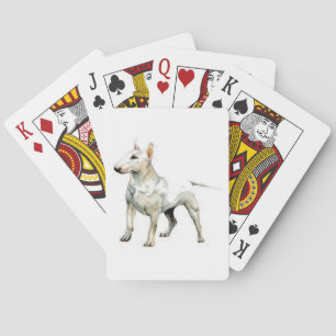 White Bull Terrier Dog Playing Cards