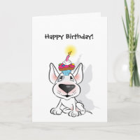 White Bull Terrier Happy Birthday Greeting Card