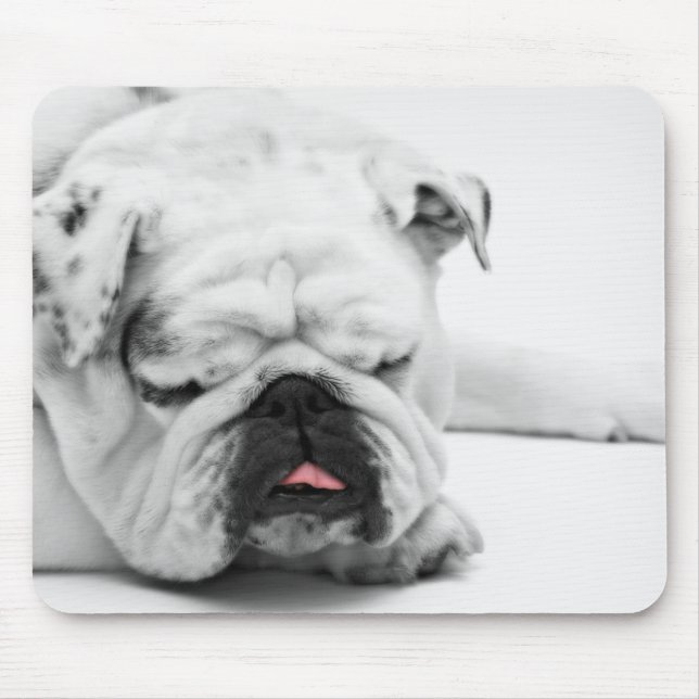 White Bulldog Love Mouse Pad (Front)