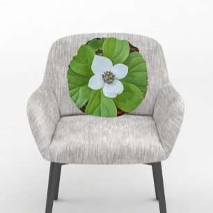 White Bunchberry Dogwood Bloom Floral Round Cushion