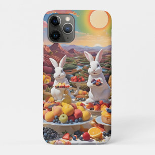 White Bunnies with Fruit Landscape Case-Mate iPhone Case