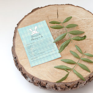 White Bunny Advice For Mummy Baby Shower Game Invitation