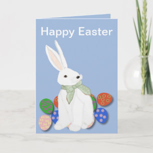White Bunny and Eggs Holiday Card