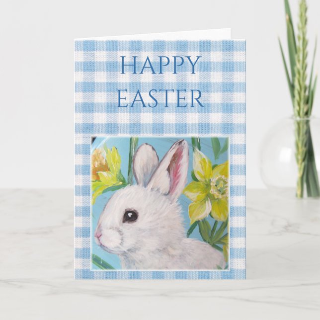 White Bunny Blank Easter Card (Front)