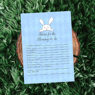 White Bunny Blue Advice For Mummy Baby Shower Game Invitation