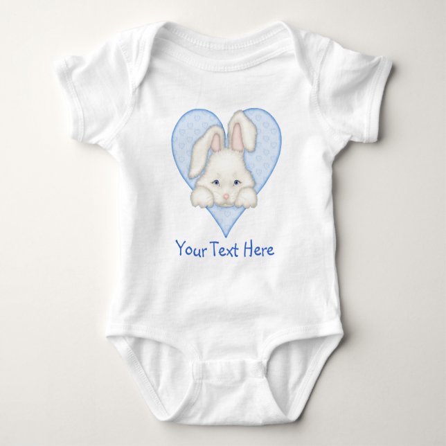 White Bunny - Blue Baby Bodysuit (Front)