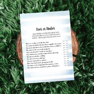 White Bunny Blue Over Under Baby Shower Game Invitation