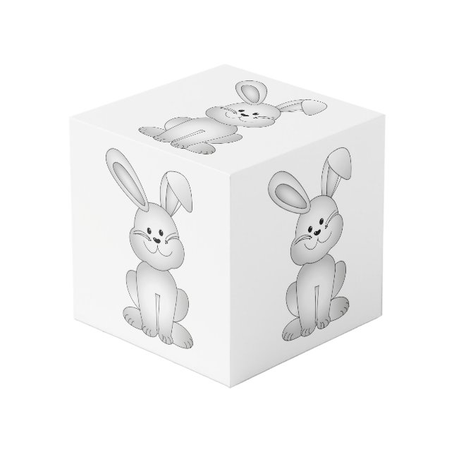 White bunny clipart cube (Front Angled)
