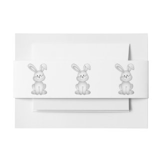 White bunny clipart invitation belly band