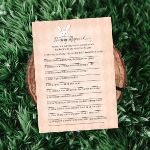 White Bunny Coral Argyle Nursery Rhymes Game Invitation