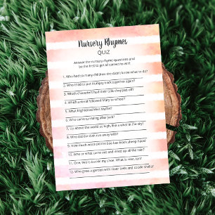 White Bunny Coral Nursery Rhymes Quiz Game Invitation