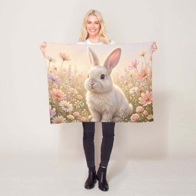 White Bunny Fleece Blanket (In Situ)