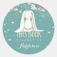 White Bunny & Flowers This Book Belongs To