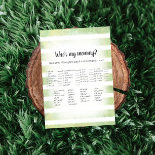 White Bunny Green Who's My Mummy Baby Shower Game Invitation