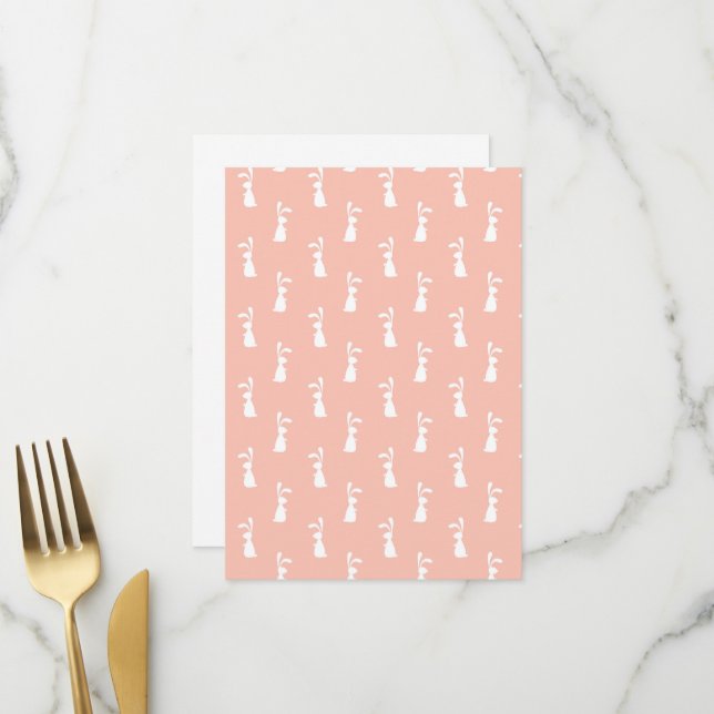 White Bunny Happy Easter Girly Pink Pastel Spring Menu (Front/Back In Situ)