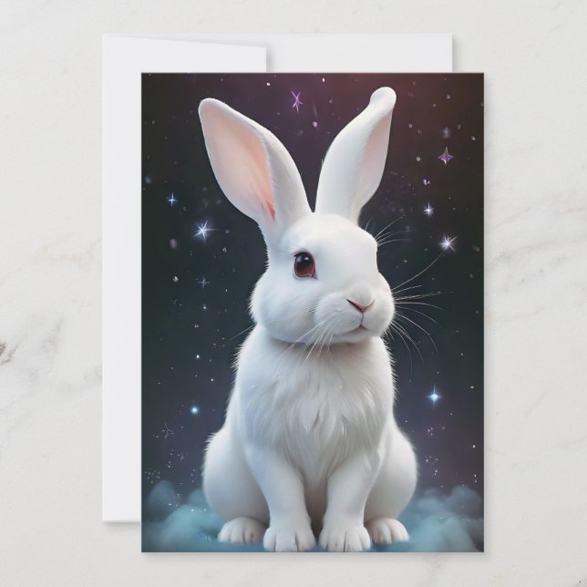 White bunny holiday card (Front)