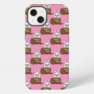White Bunny in Chocolate Egg Happy Easter Pattern iPhone 13 Case