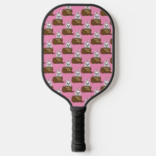 White Bunny in Chocolate Egg Happy Easter Pattern Pickleball Paddle