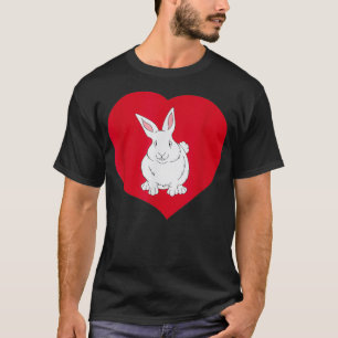 White Bunny Love Heart Cute Tee 