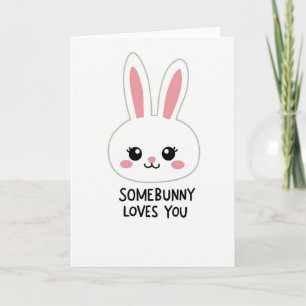 White Bunny Loves You Card