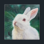 White Bunny Magnet<br><div class="desc">Put this magnet of my original oil painting of a fluffy,  white rabbit on your refrigerator,  or anywhere metal!</div>
