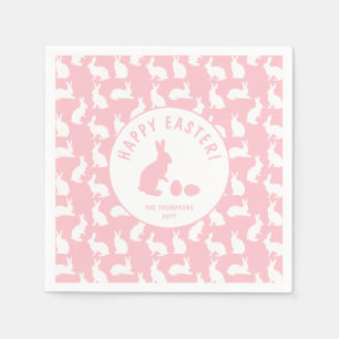 White Bunny Pattern On Blush Pink Cute Easter Napkin