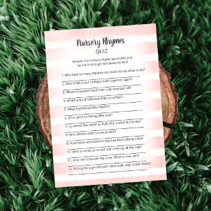 White Bunny Pink Nursery Rhymes Quiz Game Invitation