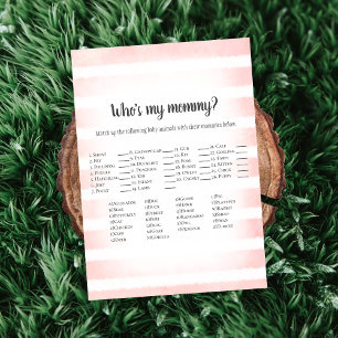 White Bunny Pink Who's My Mummy Baby Shower Game Invitation