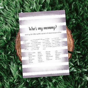 White Bunny Purple Who's My Mummy Baby Shower Game Invitation