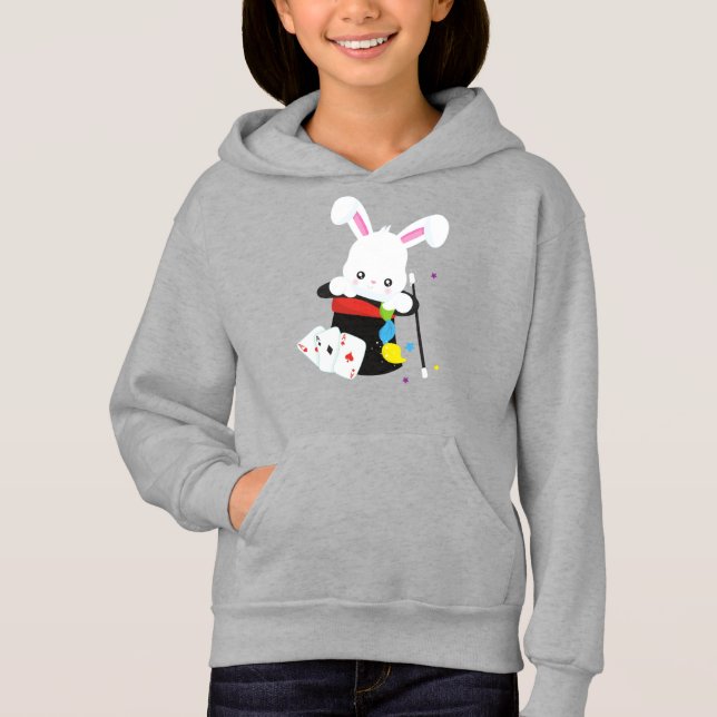White Bunny, Rabbit, Magic Trick, Magic Wand, Hat (Front)