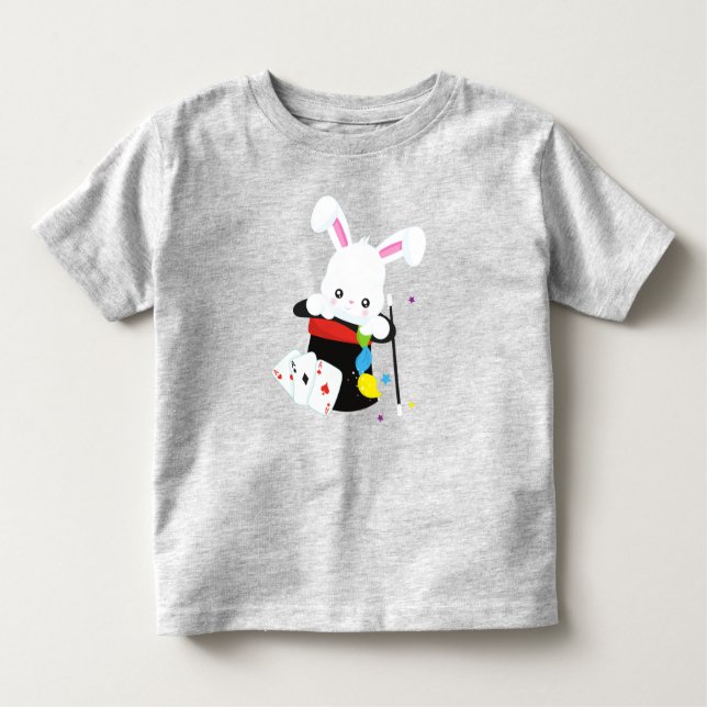 White Bunny, Rabbit, Magic Trick, Magic Wand, Hat Toddler T-Shirt (Front)