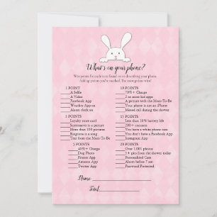 White Bunny Rabbit Pink What's On Your Phone Game Invitation