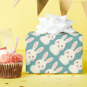 White bunny wrapping paper