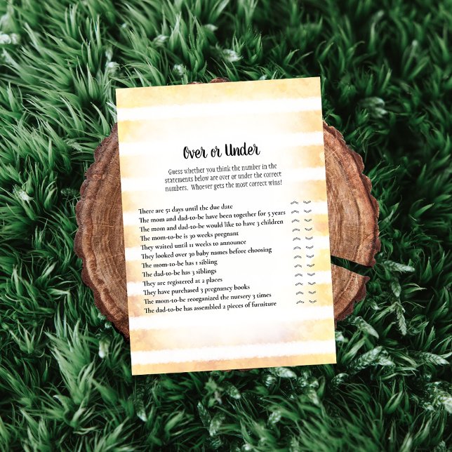 White Bunny Yellow Over Under Baby Shower Game Invitation (Creator Uploaded)