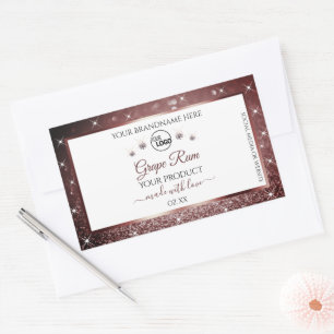 White Burgundy Glitter Product Label Logo Diamonds