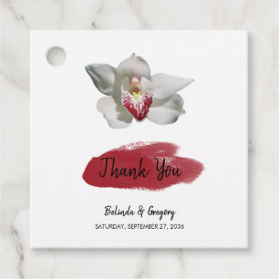 White Burgundy Orchid Wedding Gift Favour Tags