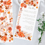 White Burnt Orange Floral Frame Bouquet Wedding Menu<br><div class="desc">slim menu to match the collection
*if you would like more paper options this design can be transferred to a slim program
*or for more help contact me</div>