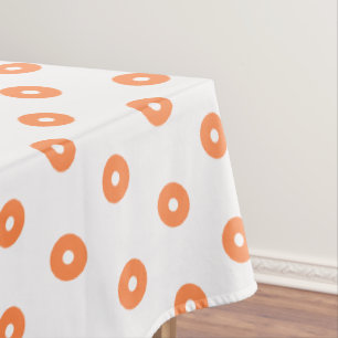 White Burnt Orange Polka Dots Tablecloth