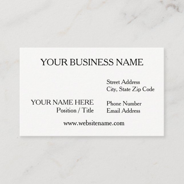 White Business Card (Matte Finish) (Front)