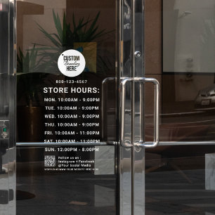 White Business Hours Logo QR Code Social Media